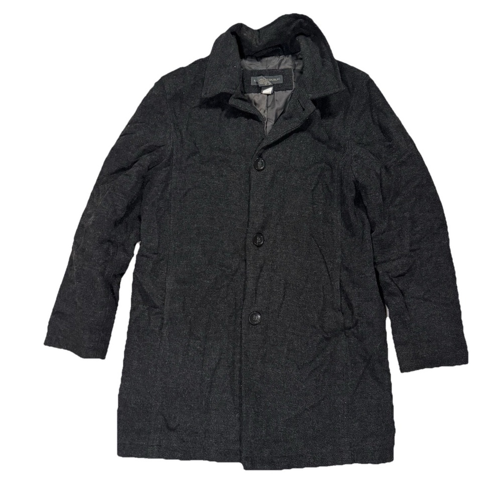 Mens Banana Republic Charcoal Gray Merino Wool Cashmere Pea Coat Size Small